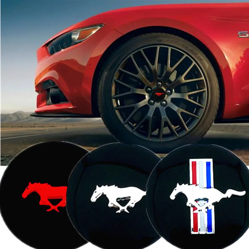 CDIY 4pcs/sets 56.5mm 3D Horse Flag Car Auto Steering Wheel Center Hub Cap Emblem Badge Stickers for Ford Mustang Car styling