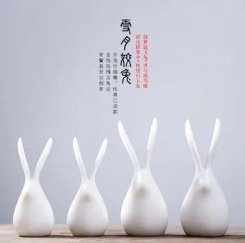 

5pcs Ceramic White Porcelain Rabbit Zen Tea Ceremony Part Home Living Room Study Entrance White Embryo DIY Graffiti Coloring