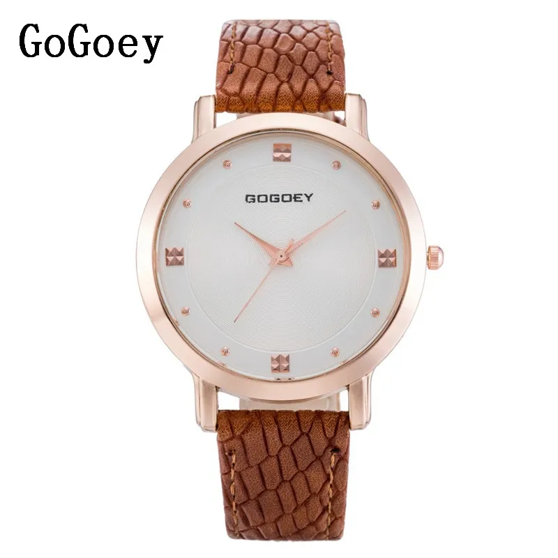 

Luxury Gogoey brand rose gold leather watches women ladies Men Dress Quartz Wrist Watch Relojes Mujer go142
