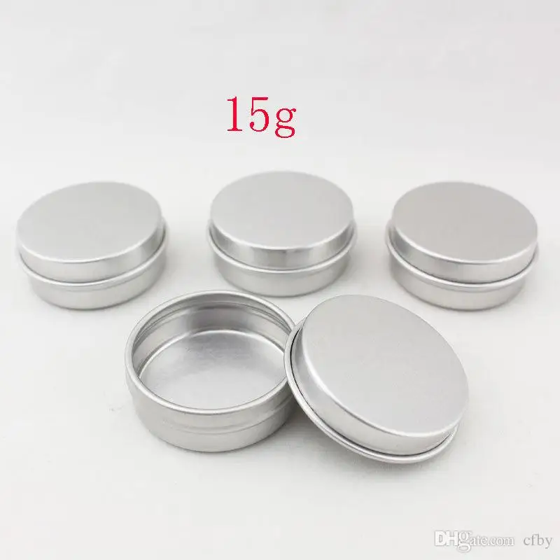 100pcs 15g aluminum empty cosmetic container lids ,15ml small round lip