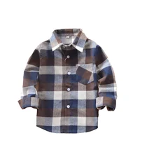 Клетчатые блузки для девочек; клетчатая рубашка для мальчиков; хлопковая школьная форма; классические рубашки; сезон весна-осень; детские топы; 12