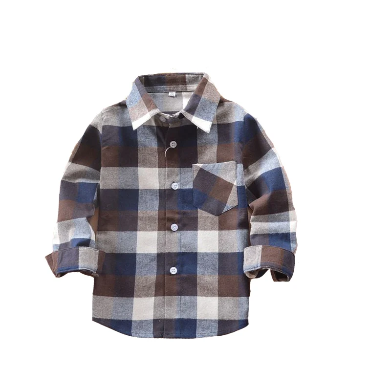 Plaid Blouses For Girls Clothing Boys Plaid Shirts Cotton Students School Uniforms Classical Shirts Spring Autumn Kids Tops 12