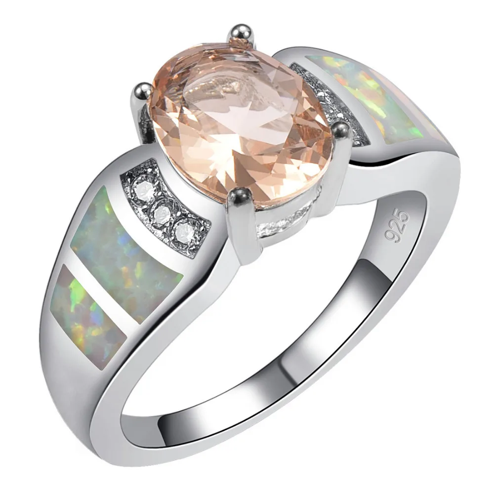 Morganite White 925 Sterling Silver Size 6 7 8 9 10 R1515 AliExpress