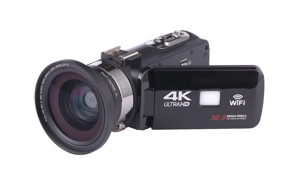KOMERY 4K видеокамера 3,0 дюймов с сенсорным экраном и поддержкой Wi-Fi и ночной съемки с широкоугольным объективом и sd-картой на 32 ГБ