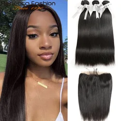 Rebecca Malaysian Straight Hair 8 To 28 30 Inch Bundles With Frontal Non Remy Human Hair 13x4 Lace Frontal Closure With Bundles Rebecca Malaysian Straight Hair 8 To 28 30 Inch Bundles With Frontal Non Remy Human Hair 13x4 Lace Frontal Closure With Bundles