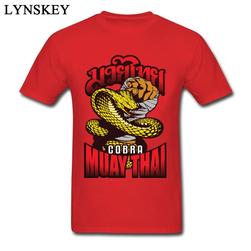 Printed On Men Casual T Shirts Discount Summer Short Sleeve O Neck Cotton Tops Shirts Slim Fit Clothing Shirt Top Quality cobra muay thai thailand martial art red