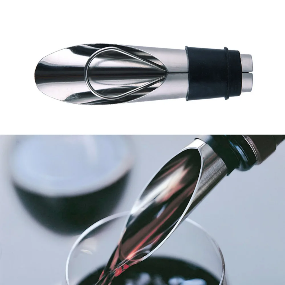 2Pcs Stainless Steel Wine Pourers Wine Stoppers Wine Funnel Bottle