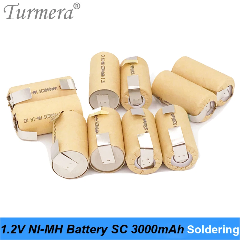 Ni-mh 1,2 v батарея 3000mah sc3000 Пайка для отвертки и пылесоса батарея 1,2 v nimh аккумуляторная батарея 10 шт