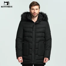 Kenntrice зима Военная Униформа Куртки парка Для мужчин твердых длинный толстый пальто с капюшоном с меховой воротник съемный Для мужчин S пальто пуховик