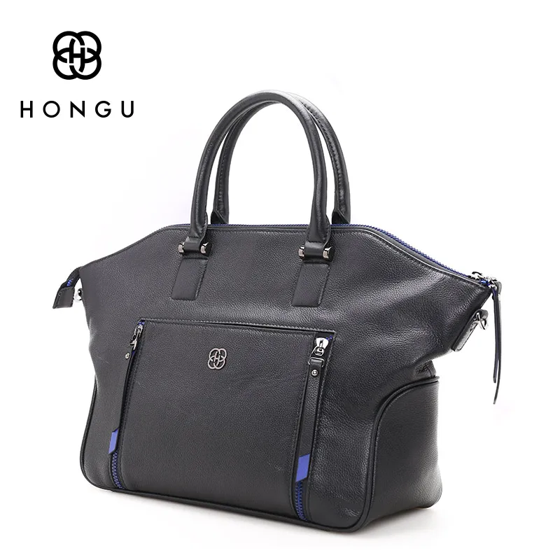 

HONGU 100% Genuine Leather Bag Women Messenger Trapeze Bags Ladies handbags Big Capacity Pocket Luxury Female Tote Famous Brands