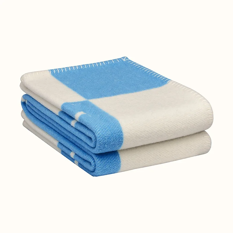 140x170 см плед из кашемира крючком мягкий шерстяной шарф шаль Портативный Теплый диван кровать флис вязаный накидка одеяло для кровати - Цвет: H and Sky blue