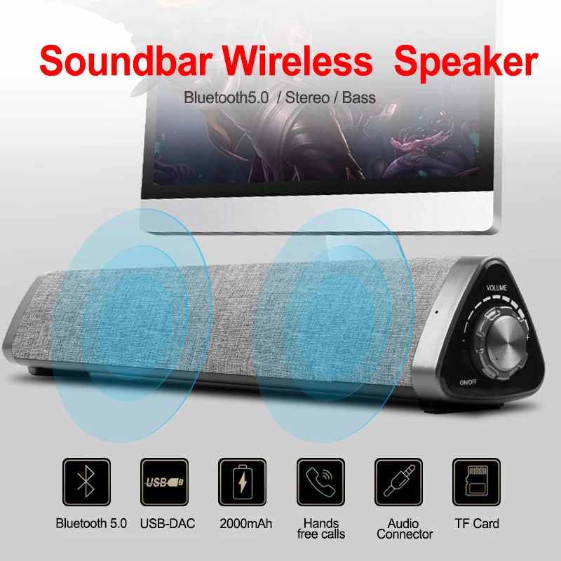 

Portable wireless Bluetooth Speaker Stereo big power 10W system TF FM Radio Music Subwoofer Column Speakers for Computer