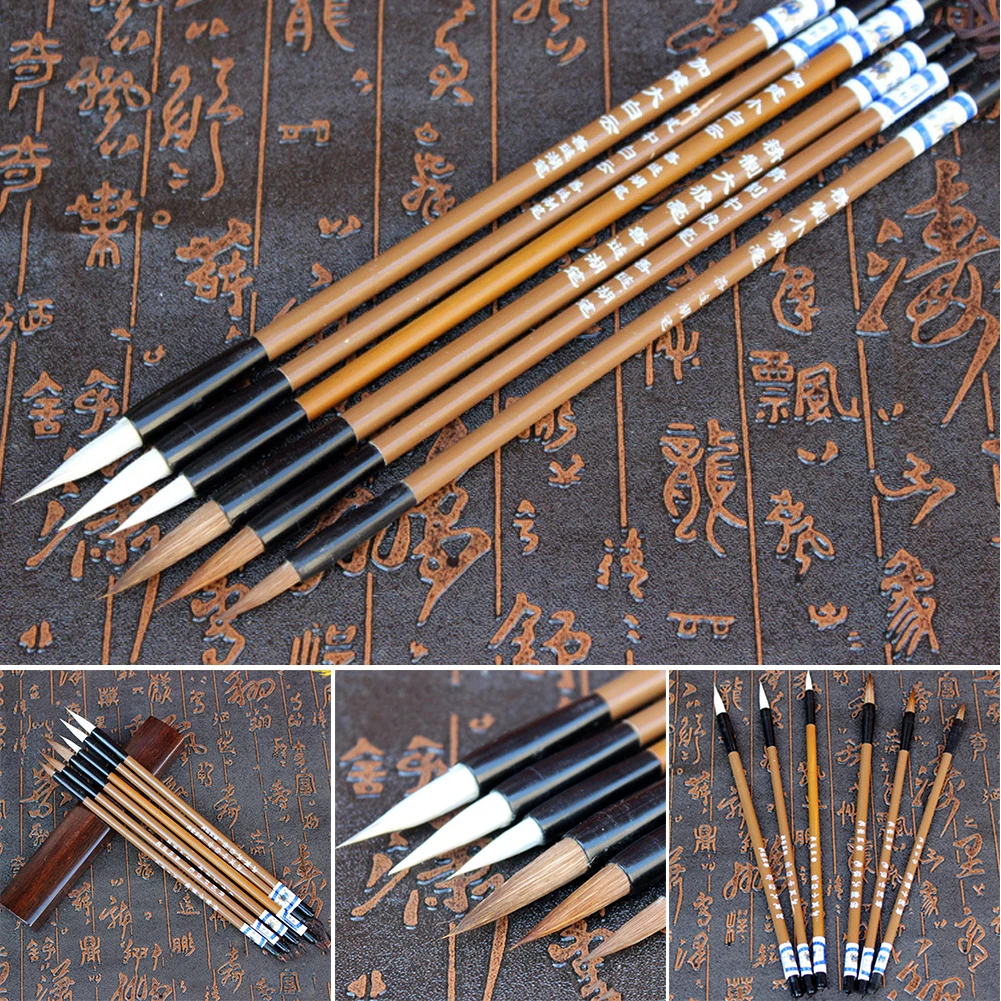 6 unids/set tradicional china nubes blancas Lobo cepillo de pelo pluma Escuela Media estudiantes caligrafía cepillo de práctica 6 unids/set tradicional china nubes blancas Lobo cepillo de pelo pluma Escuela Media estudiantes caligrafía cepillo de práctica