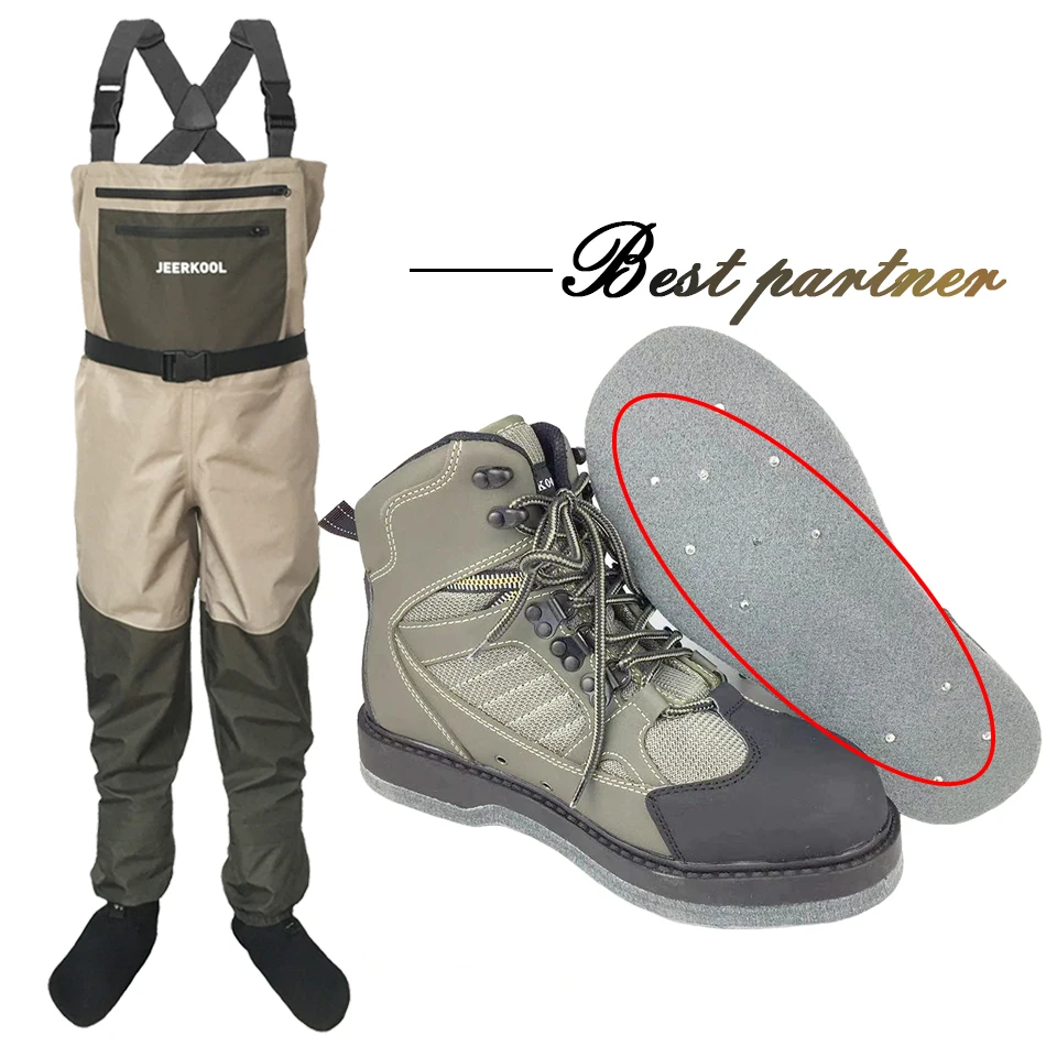 Waders Fly Fishing Shoes Nails Felt Sole & Pants Clothes Waterproof