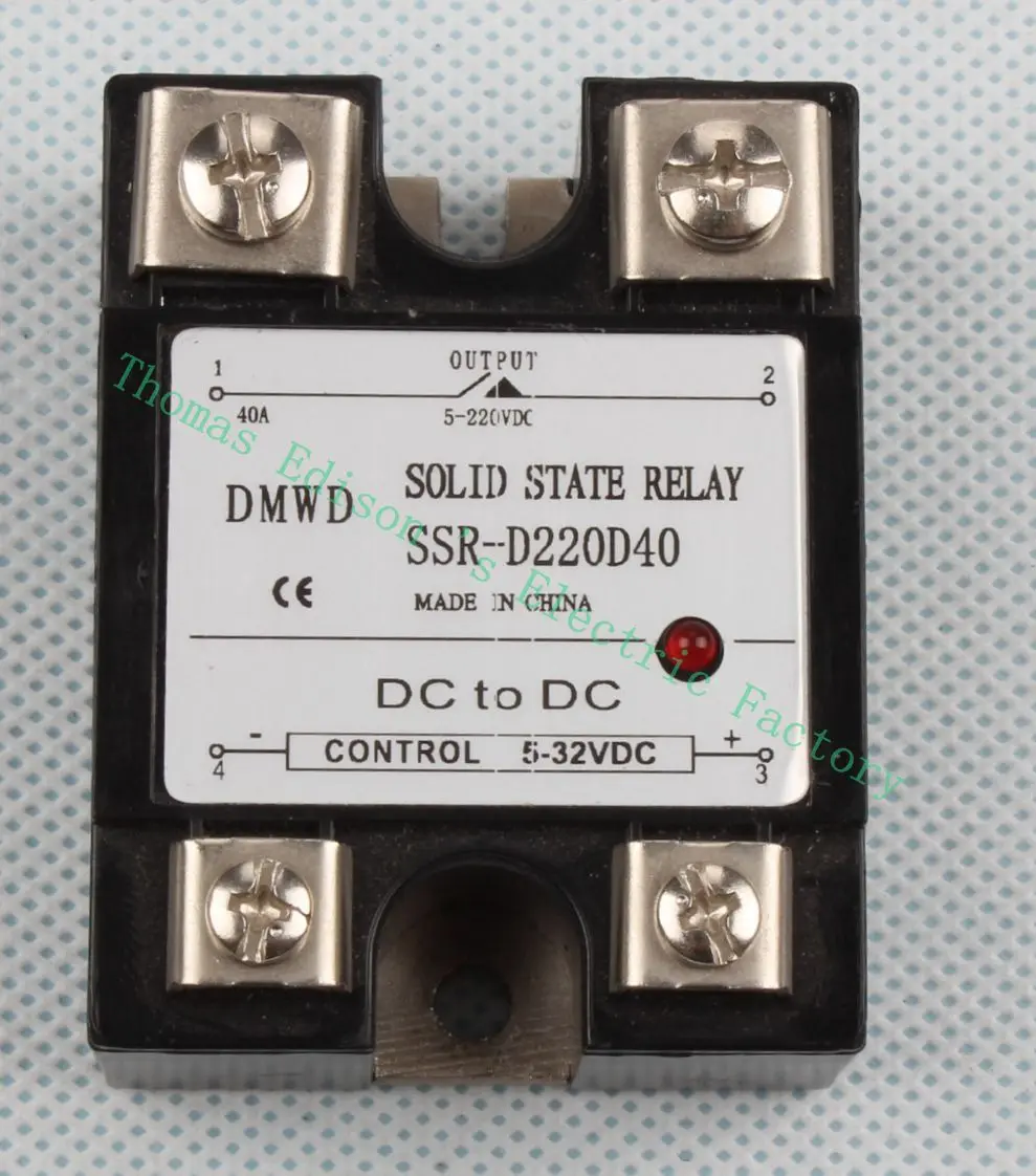 

SSR 40DD 40A DC single phase solid state relay with indicator SSR-40DD Input 5-32V DC load 5-220V DC SSR-D220D40