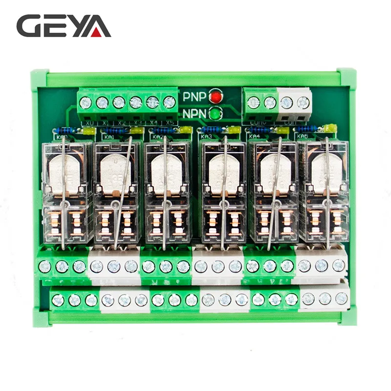 GEYA 2NG2R 6-канальный релейная плата электронные DPDT PLC 12V 24V AC DC релейных платов 2NO 2NC