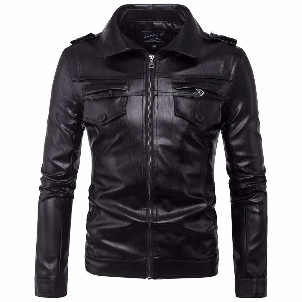 

2017 Russian Autumn Winter Men Leather Jacket Coat Garment Business Casual Warm Motorcylce Leather Jacket PU Coat Big size M-5XL