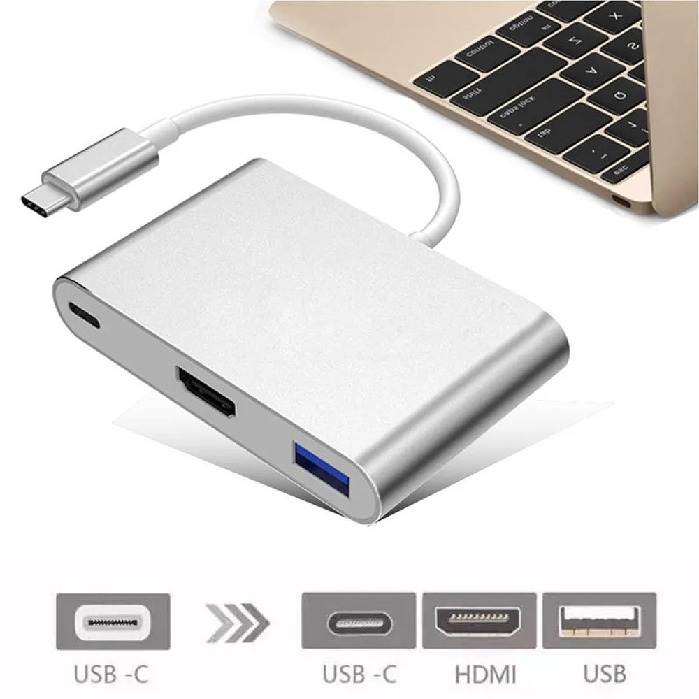 CARPRIE Новый Тип C USB 3,1 USB-C 4 К HDMI USB3.0 адаптер 3 в 1 концентратора для Apple Macbook 6J12 Прямая доставка