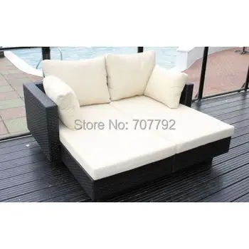 

living room outdoor furniture double lounger in black flat weave