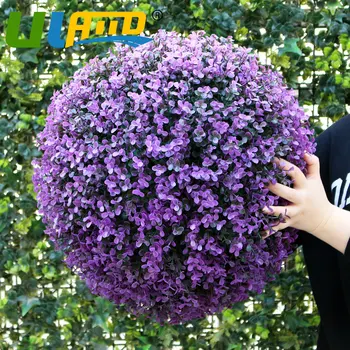 

ULAND 28cm Sythenic Plastic Topiary Kissing Grass Ball Decorative Artificial Boxwood Grass Ball Garden Home Store Ornaments
