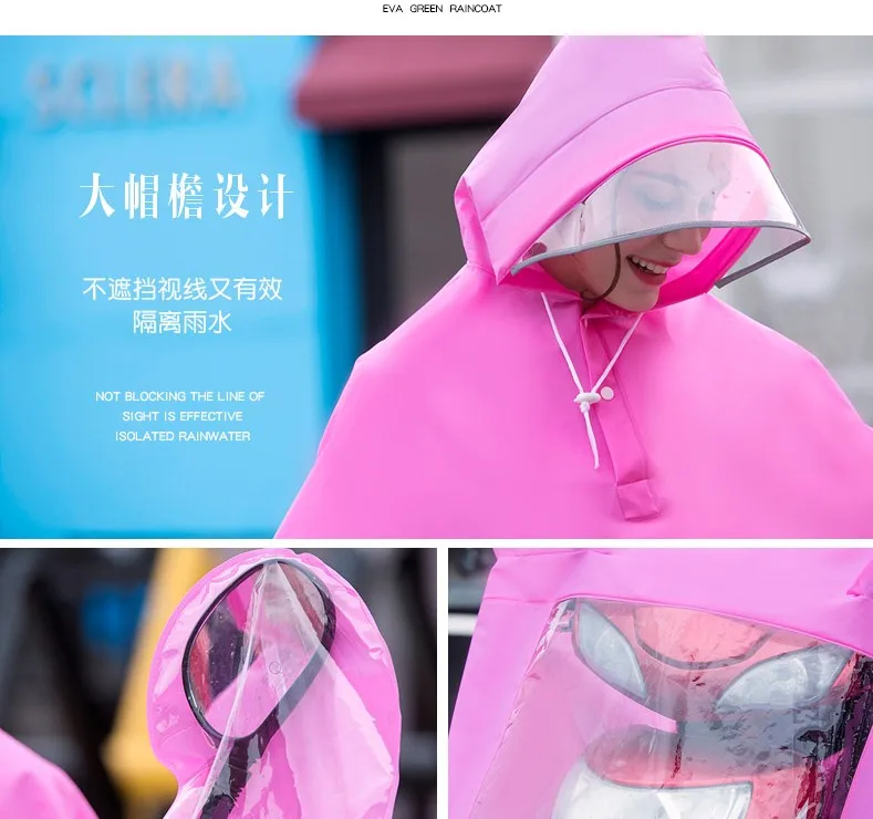 22.2018 new design Cheap to carry Hood Big hat Reflective Strip waterproof Rain Capes Plastic Bicycle Motorcycle Rain Poncho