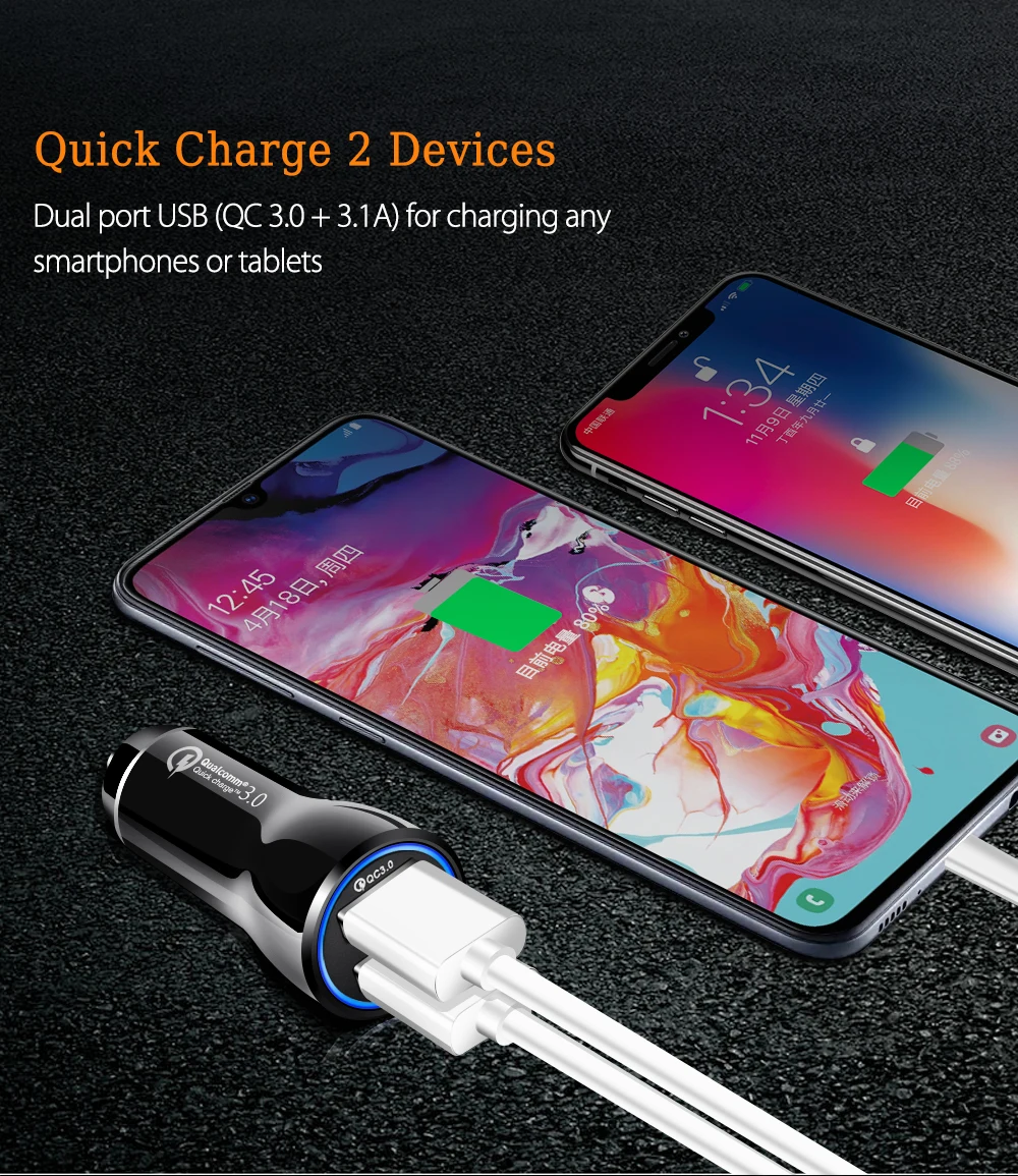 Автомобильное зарядное устройство Natrberg USB для быстрой зарядки 3,0 huawei P20 Pro Xiaomi Mi9 QC 3,0 быстрое зарядное устройство для мобильного телефона