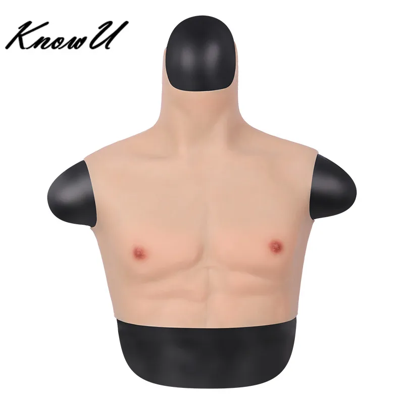 

KnowU Fake Chest Muscle Belly Macho Soft Silicone Man Artificial Simulation Muscles High Collar Version Cosplay