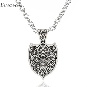 

EUEAVAN 30pcs Viking Sekira Deer Amulet Pendant Necklace Irish Knot Stag Spirit Vegvisir symbol Jewelry For Men Women