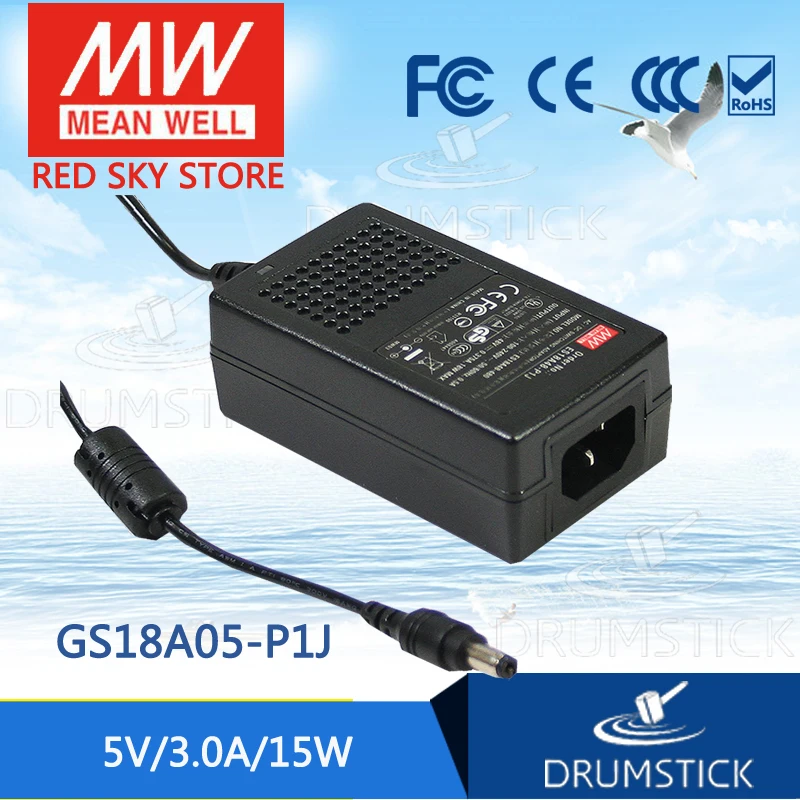 

MEAN WELL GS18A05-P1J 5V 3A meanwell GS18A 5V 15W AC-DC Industrial Adaptor