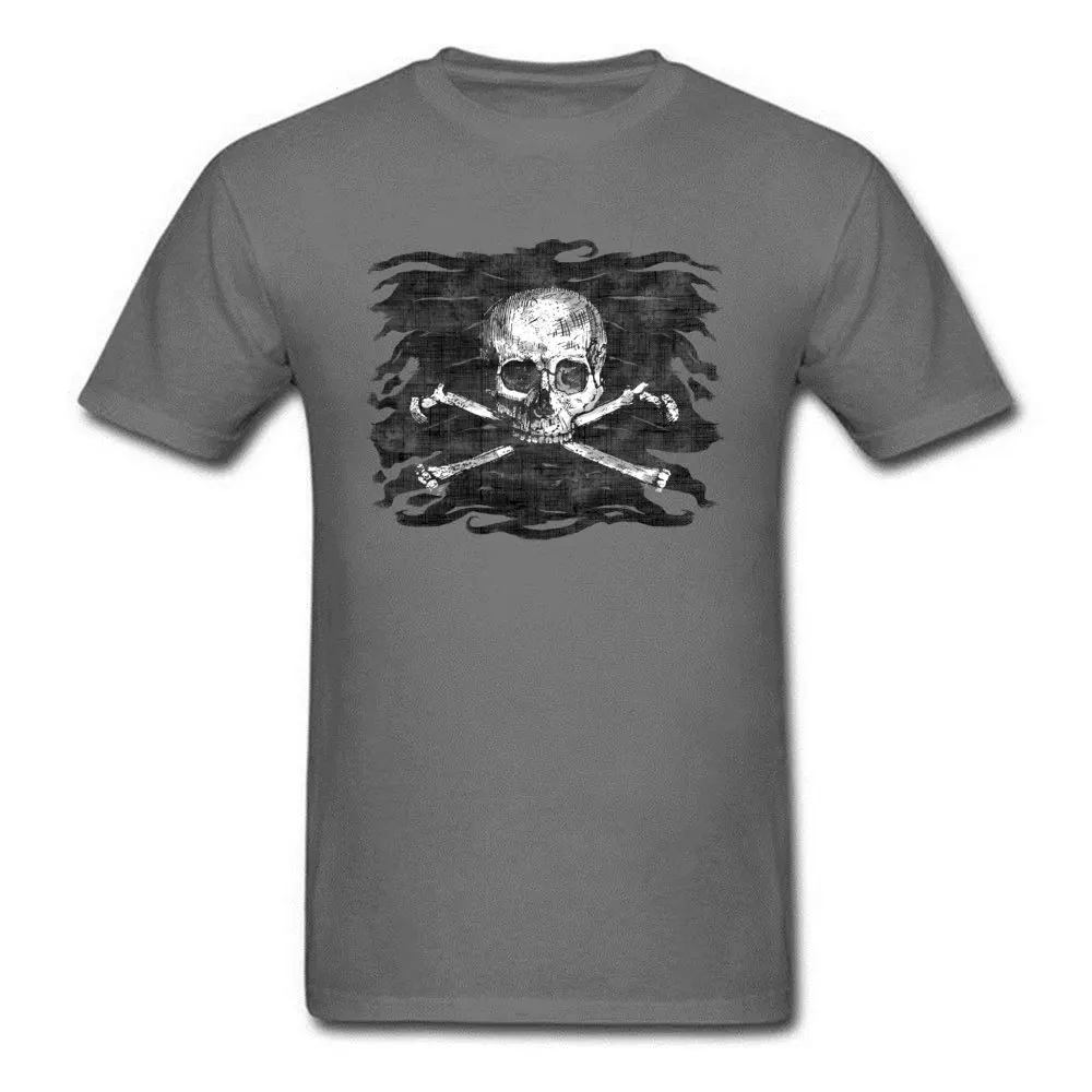 Old Skull Crossbones Pirate Flag Cotton Fabric Tops Shirt for Men Design T Shirts 2018 Discount O Neck T Shirt Short Sleeve Old Skull Crossbones Pirate Flag carbon