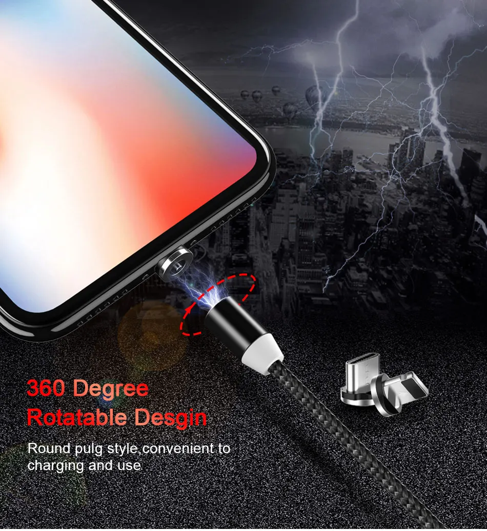 NOHON Nylon Micro USB Magnetic Charging Cable For Samsung Galaxy S7 S6 Huawei Xiaomi Sony Android Phone Magnet Charge Cables 2M (3)