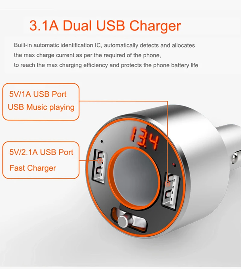 Автостайлинг JINSERTA Bluetooth FM трансмиттер Handsfree Dual USB зарядное устройство APE FLAC WMA без