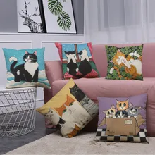 Горячая милый кот диван-кровать украшение Праздничная наволочка 43 см* 43 см декоративная мягкая Кофейня наволочка