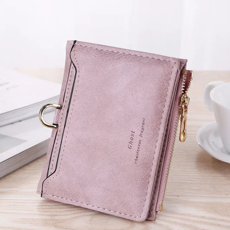 JIAMEN Women Zipper Wallet for Coin Card Cash Invoice Fashion Lady Small Purse Short Solid Smal Mini Wallet Women Carteras