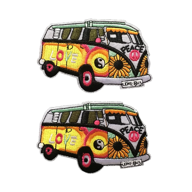 5PCS/lot Colorful Peace Bus Embroidered Iron on Patches for Clothes DIY Sewing Accessories | Дом и сад