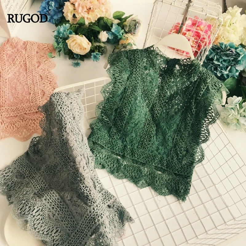 RUGOD элегантный выдалбливают Модные женские туфли топики женские топы корректирующие V образным вырезом кружево лоскутное повседневное летн