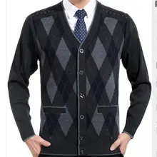 Зима, год, мужской кардиган, куртка, свитер для людей среднего возраста, для отца, v-образный вырез, вязаный, мужской, деловой, утолщенный