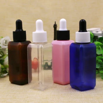 

(50pcs)50ml empty clear/brown/blue plastic oil deployment of bottles, dropper bottles,DIY cosmetic packaging bottle