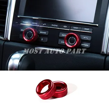 

Inner Centre Console AC & Sound Volume Knob Cover For Porsche Cayenne 2011-2017 Silver/Red/Blue