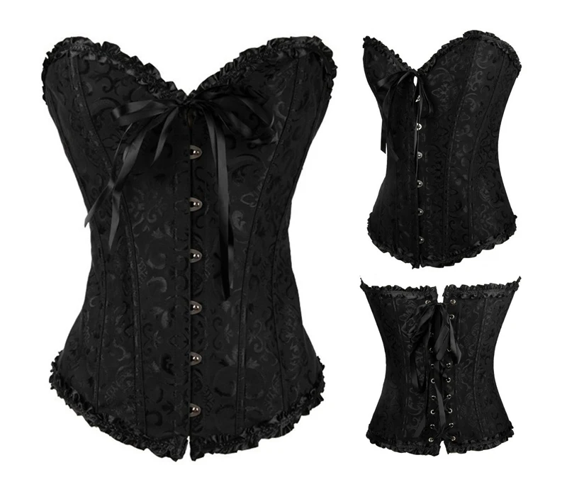 BIG SALE Satin Bone Lace Up Steampunk Corset Sexy Bustier Women Corselet Corset Bustier Corset Overbust Slim Corset Straples