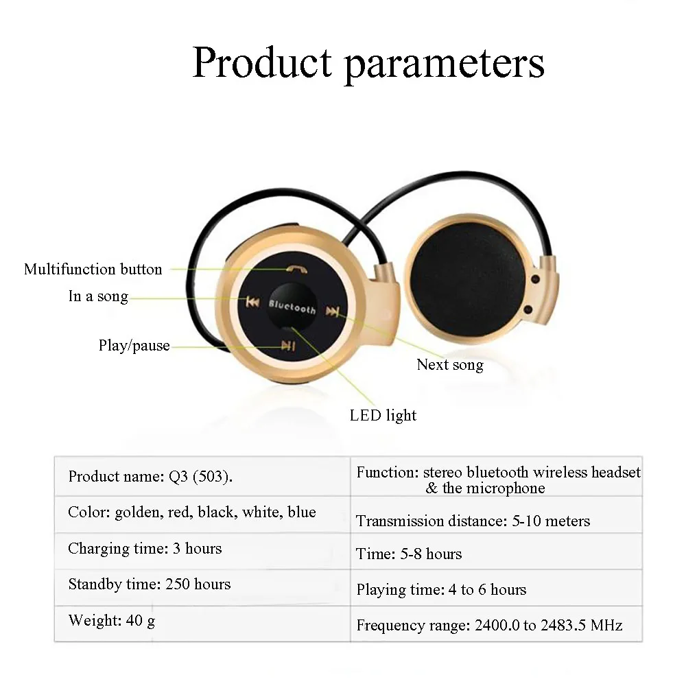 JRGK Wireless Bluetooth Headphones Mini 503 AM fadio Headphone Sport Music Stereo Earpics Micro SD Card Slot Headset mini503