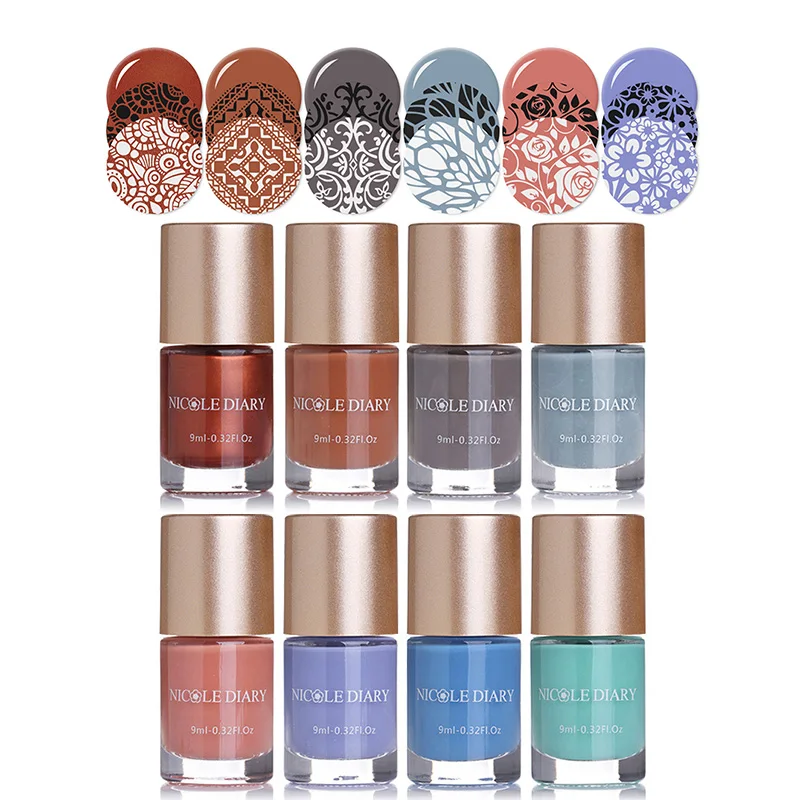

2 Bottles NICOLE DIARY Stamping Polishes Set Spring Series Nail Stamp Varnish Nail Art Printing Polish Manicure Tips Color