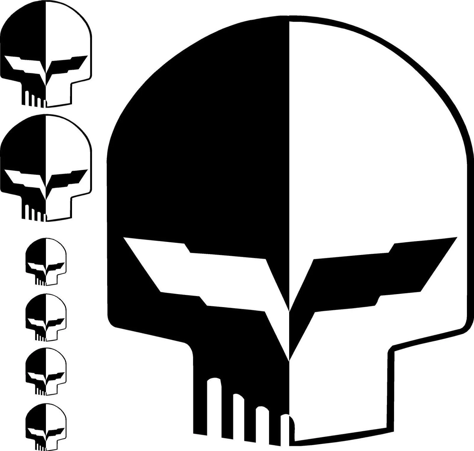 

For Corvette C6 "Jake" Racing Skull Decal/Sticker -- Bundle C6R, Z06, ZR1 C& - Large