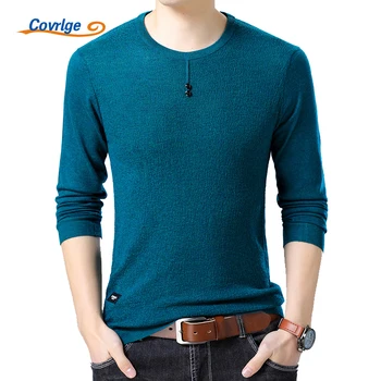 

Covrlge 2018 Spring New Men Sweater Fashion O-neck Slim Fit Knitting High Quality Solid Pullovers Brand Casual Tee Shirt MZL036