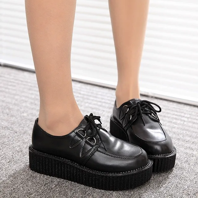 Women Creepers Shoes Platform Fashion Lace Up Women Casual Shoes Flats