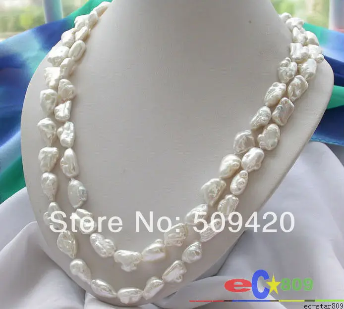 

~~ Free Shipping >>35" 25MM BAROQUE WHITE KESHI REBORN PEARL NECKLACE