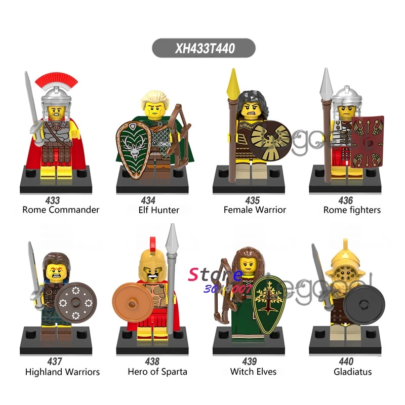 

1PCS model building blocks Rome fighters Elf Hunter Female Hero of Sparta Witch Elves Gladiatus toys for children gift
