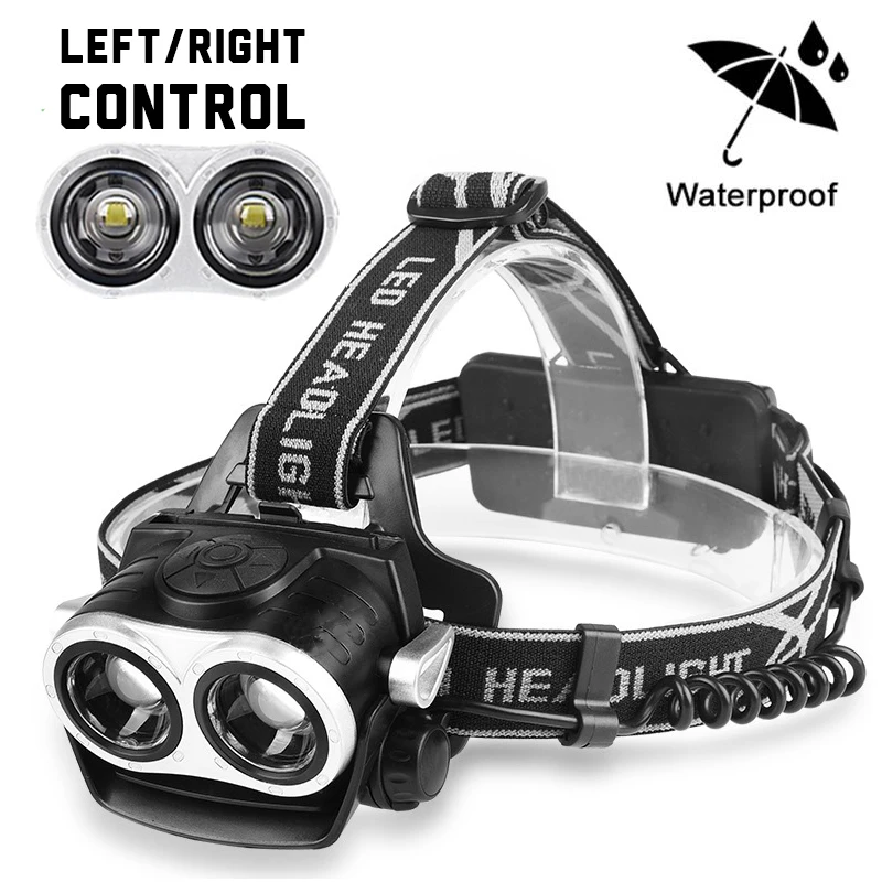 

LED Headlamp Headlight 2* T6 30000LM Fishing Head Lamp Flashlight Rechargeable 18650 USB Torch Frontal Outdoor Camping Hunting