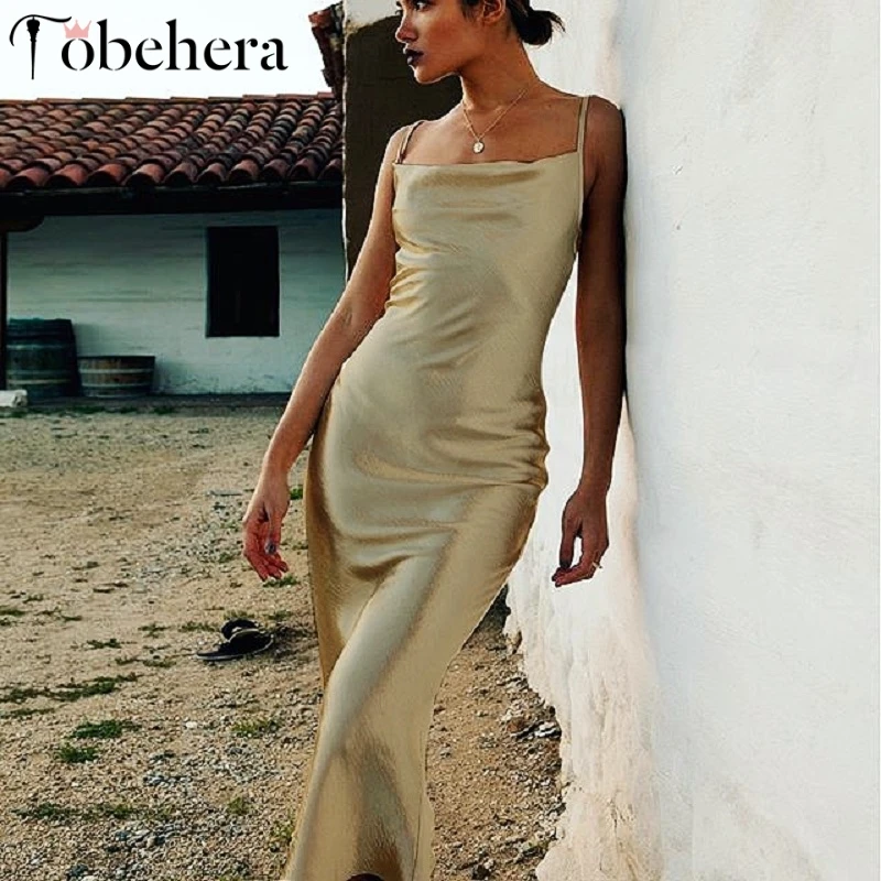 

Glamaker Satin strap sexy backless maxi dress Women backless summer bandage long spring dress Femme elegant party dress vestidos