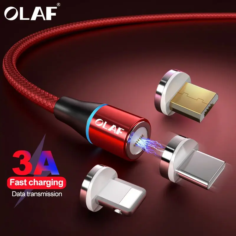 Магнитный usb-кабель OLAF 3A Micro USB type-C для iPhone XR, samsung, S9, huawei, Xiaomi, быстрая зарядка, кабель 3,0